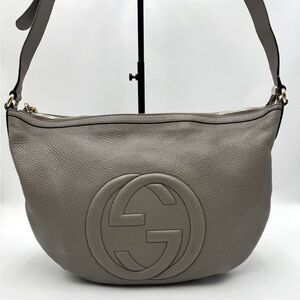 Auth Gucci Gray SoHo Large Messenger Hobo Bag